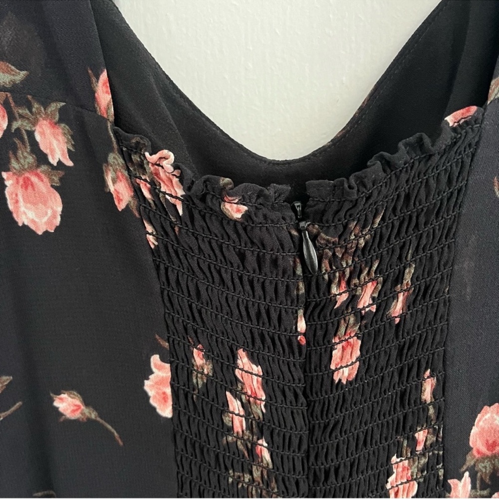 Reformation Fulton Dress Romy Floral Black Pink Midi Size 10 - Picture 13 of 14